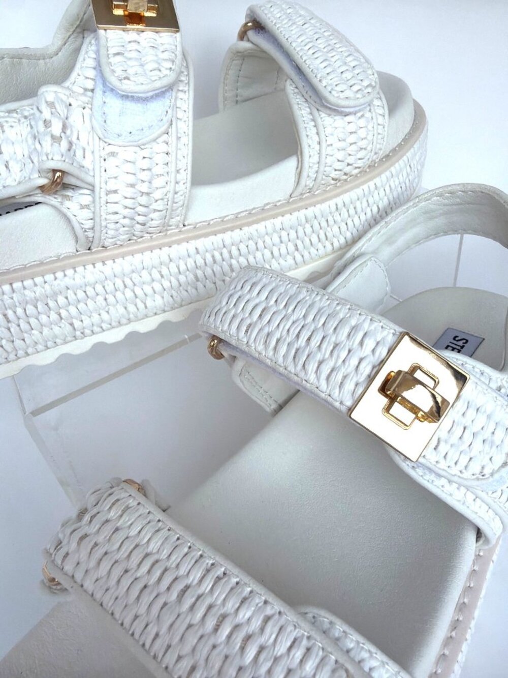 Steve Madden Bigmona Platform Sandals White Raffia Women Size 8.5 - Picture 9 of 15